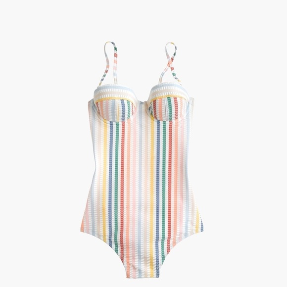 J. Crew one piece rainbow stripe size 2 swimsuit - Picture 2 of 7